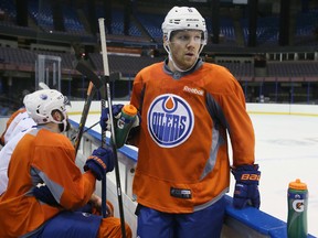 Griffin Reinhart could be back in the lineup in time for Tuesday's game against the Philadelphia Flyers. (Tom Braid, Edmonton Sun)
