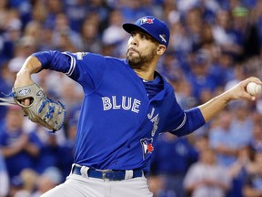 Toronto Blue Jays pitcher David Price throws against the Kansas City Royals during Game 6 of the American League Championship Series on Friday, Oct. 23, 2015, in Kansas City, Mo. (AP Photo/Charlie Riedel)