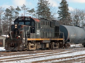 A Trillium Railway train rolls into St. Thomas on Dec. 10, 2013, days before operations ceased o the line linking St. Thomas and Tillsonburg.