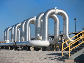The Keystone Steele City pumping station, into which the planned Keystone XL pipeline is to connect to, is seen in Steele City, Neb., Tuesday, Nov. 3, 2015. TransCanada, the company behind the project, said Monday it had asked the State Department to suspend its review of the Canada-to-Texas pipeline, citing uncertainties about the route it would take through Nebraska. (AP Photo/Nati Harnik)