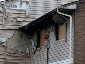 Fire damage is seen in Unit 349 at the South Ridge housing complex near 106 Street and 45 Aveue in Edmonton, Alta., on Monday November 2, 2015. A fire broke out on Friday, Oct. 30 in the unit. Ian Kucerak/Edmonton Sun