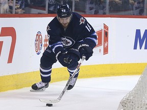 Winnipeg Jets centre Bryan Little has recorded six points in his past four games against the Maple Leafs. (KEVIN KING/Postmedia Network files)