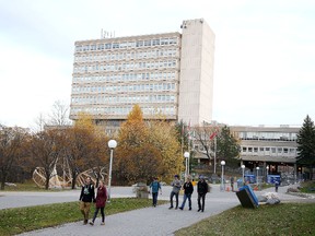 Laurentian University students walk in Founder's Square in this file photo. (Gino Donato/Sudbury Star)