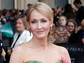 In this July 7, 2011 file photo, British author JK Rowling arrives in Trafalgar Square, in central London, for the World Premiere of "Harry Potter and The Deathly Hallows: Part 2," the last film in the series. (AP Photo/Joel Ryan, File)