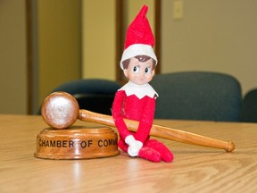 Winkler Chamber members will have an Elf on the Shelf this holiday season. The figurine will travel to different businesses from Nov. 16-Dec. 21, 2015. (Alexis Stockford/The Winkler Times)