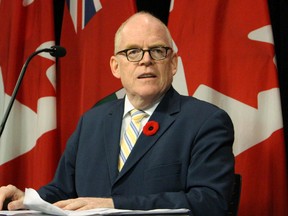Ontario Financial Accountability Officer Stephen LeClair releases report on provincial government's fiscal outlook on Wednesday November 4 2015. Without new spending restrictions or revenue, the government will struggle to meet its promise to balance the books by 2017-18, LeClair said. Antonella Artuso/Toronto Sun/Postmedia Network