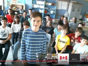 Ludovik Michaud, a student at Hull's Ecole Du Dome, was one of half a dozen elementary school students who grilled new Prime Minister Justin Trudeau during an online question-and-answer session, shortly after Trudeau was sworn in Wednesday. Submitted Photo, YouTube screenshot