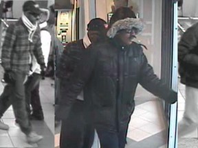 Ottawa Police are seeking these three suspects after a Montreal Rd., bank robbery on Oct. 30. (Submitted image, Ottawa Police)