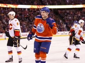 Leon Draisaitl will stay on the Oilers top line with Taylor Hall, but will move to the centre spot when they take on the Penguins on Friday. (Ian Kucerak, Edmonton Sun)