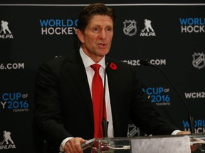 Maple Leafs bench boss Mike Babcock was officially named to coach Team Canada at the 2016 World Cup of Hockey on Thursday, Nov. 5, 2015. The tournament happens next September in Toronto. (Jack Boland/Toronto Sun)