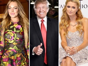 From left: Lindsay Lohan, Donald Trump, and Paris Hilton. (WENN.COM, NBC handout)