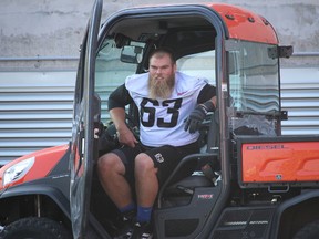 OTTAWA - Nov. 6, 2015 - Offensive lineman Jon Gott, taking a break from practice on Thursday, Nov. 5, 2015, says the Ottawa RedBlacks have come together as a family.
TIM BAINES/OTTAWA SUN/POSTMEDIA NETWORK