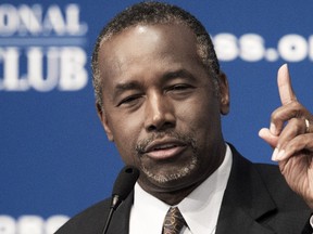 This October 9, 2015 file photo shows Republican presidential candidate Ben Carson as he discusses his new book, titled, "A More Perfect Union: What We the People Can Do To Reclaim Our Constitutional Liberties" in Washington. Carson's campaign has acknowledged that the Republican candidate's account of applying and being admitted to the prestigious U.S. Military Academy at West Point is not true, Politico reported Friday. Carson, a retired neurosurgeon, has made West Point a compelling part of his personal narrative, writing about it in his autobiography, "Gifted Hands."  AFP Photo/PAUL J. RICHARDS