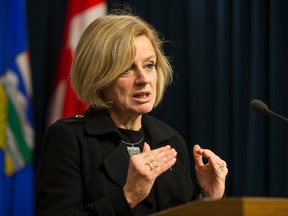 Premier Rachel Notley speaks about the U.S. cancellation of the Keystone XL pipeline, at the Alberta Legislature in Edmonton, Alta., on Friday November 6, 2015. Ian Kucerak/Edmonton Sun/Postmedia Network