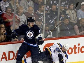 Tyler Myers has shown he can handle playing on his off-side and the Jets could benefit from such a change.