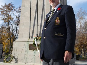 "It?s crumbling inside." -- Casper Koevoets of the Royal Canadian Legion, is working with the city to repair London?s cenotaph (DEREK RUTTAN, The London Free Press)