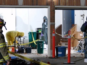 RCMP and Peel Regional Police dismantle a meth lab inside a home on Georgian Rd. in Brampton on Nov. 7, 2015. (Pascal Marchand/Special to the Toronto Sun)