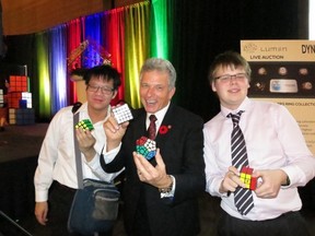 At Wednesday's Lumen Gala 'speed cubers' Theodore Chow (left) and Alexander Mutch helped promote the latest exhibit at Telus World of Science Edmonton - Beyond Rubik's Cube. They also made me feel pretty darn dumb.