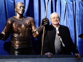 George Armstrong beside his statue on Legends Row ahead of the Legends Classic at the Air Canada Centre in Toronto on Sunday November 8, 2015. Dave Abel/Toronto Sun/Postmedia Network