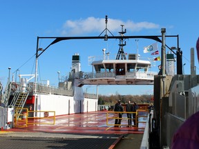 The Wolfe Islander III returns to her dock in Kingston on Nov. 8. (Steph Crosier/The Whig-Standard)
