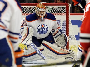 Oilers goalie Cam Talbot was benched for a pair of games before Sunday's start (Nam Y. Huh, The Associated Press).