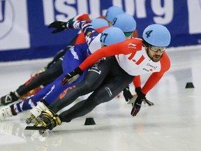 Canada's Charles Hamelin won gold in the Men's 500 at the ISU World Cup Short Track held at the Mastercard Centre in Etobicoke on Sunday November 8, 2015. Stan Behal/Toronto Sun/Postmedia Network