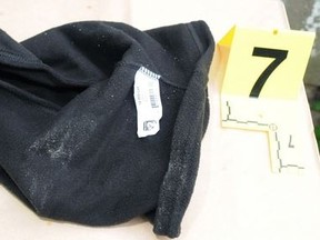 One of two Dollarama balaclavas seized from the area of the homicide. Kingston Police handout.