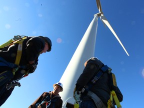 People from the Huron East area participating in a public tour at a wind turbine in St. Columban.(Shaun Gregory/Huron Expositor)