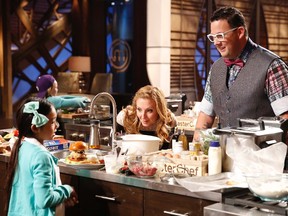 L-R: Contestant Kya, Christina Tosi and Graham Elliot in the all-new “Junior Edition: New Kids on the Chopping Block” Season Four premiere (Greg Gayne/FOX)