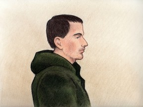 Adrian Daou appeared in Ottawa court Feb. 27, 2013 on charges of first-degree murder  in the death of Jennifer Stewart. Sketch by Laurie Foster-MacLeod/OTTAWA SUN files