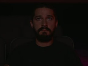 Shia LaBeouf watching movies of himself. (Screen shot)