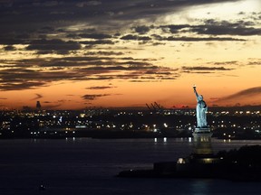 A view of the Statue of Liberty as seen from the air near New York City, Monday, Nov. 2, 2015. (AP/Susan Walsh)