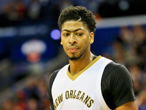 New Orleans Pelicans forward Anthony Davis against the Dallas Mavericks during the second quarter of a game at the Smoothie King Center on Nov. 10, 2015. (Derick E. HingleéUSA TODAY Sports)