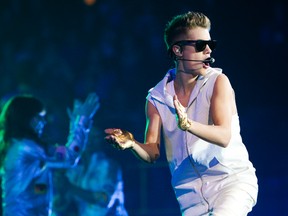 Justin Bieber performs at Rexall Place in Edmonton, Alberta on Monday, October 15, 2012.  AMBER BRACKEN/EDMONTON SUN