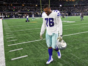Dallas Cowboys defensive end Greg Hardy leaves the field following a game against the Dallas Cowboys at AT&T Stadium on Nov. 8, 2015. (Ray Carlin/USA TODAY Sports)