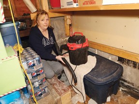 John Lappa/Sudbury Star
Shanan Fournier had to remove items from her mom's basement after water poured into the house after a watermain break on Roger Street last February.