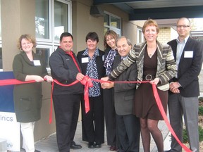 Sudbury Star file photo
Roberta Heale, left, Jacques Barbeau, Marilyn Butcher, Nina Hoyt, John Rodriguez, France Gelinas and Roger Pilon cut the ribbon at the official opening of the Lively site of the Sudbury District Nurse Practitioner Clinics in 2010.