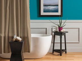 Natural brights, such as Peacock’s Plume (16BG 24/357 DL28) teal by CIL paint, deliver a tranquil feel to a living space.