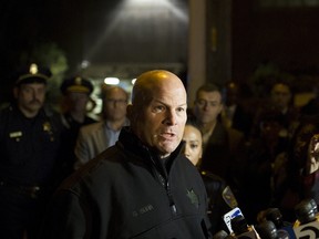 San Francisco Police Chief Greg Suhr speaks to members of the media after officers shot and killed a gunman at a construction site next to St. Luke's Hospital in San Francisco, California November 11, 2015. (REUTERS/Stephen Lam)
