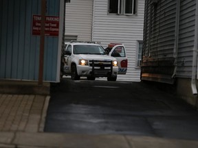 Police keep watch at a Pinnacle Street address where it is reported that a stabbing occurred Wednesday night. Several police vehicles were spotted at the scene at around 10 p.m., Wednesday and cruisers remained on guard into Thursday morning. Jason Miller/The Intelligencer/Postmedia Network