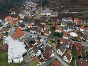 Aerial view shows the town of Wallenfels, southern Germany on Nov. 13, 2015, where the bodies of "several" infants were discovered the day before. German police said they had found the bodies of "probably seven" babies in an apartment after being alerted by a woman in the southern state of Bavaria. (AFP PHOTO/DPA/STEFAN THOMAS)