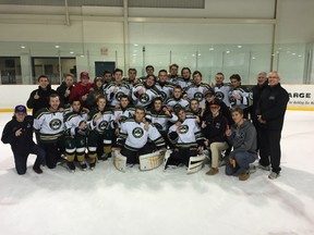 The St. Pat's Fighting Irish won the Strathroy District Collegiate Institute invitational high school boy's hockey tournament Thursday, a final tuneup before the Lambton Kent regular season begins next week. The Irish went undefeated and beat St. Thomas Aquinas 5-1 in the championship game. (Handout)