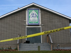 Peterborough's only mosque remains cordoned off Sunday after a fire Saturday night caused $80,000 damage. The blaze is under investigation. Kennedy Gordon/Peterborough Examiner/Postmedia Network