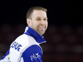 Two weeks after a nasty fall, Brad Gushue was able to lead his team to victory at The National curling event in Oshawa. (ANIL MUNGAL/Sportsnet photo)