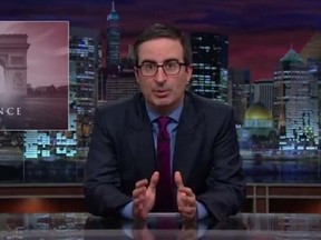 John Oliver addressed Friday's terrorist attacks in Paris during Sunday's episode of his HBO series "Last Week Tonight." (YouTube screengrab)