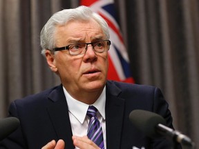 Manitoba Premier Greg Selinger responds to questions regarding the Speech from the Throne at a press conference at the Manitoba Legislature in Winnipeg, Monday, Nov. 16, 2015. THE CANADIAN PRESS/John Woods