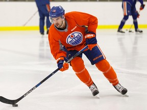 Justin Schultz was back at practice with the Oilers on Monday at Clareview Recreation Centre. (Ian Kucerak, Edmonton Sun)