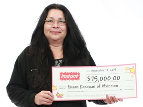 Susan Kosowan has won $75,000 playing Instant Frosty Tripler, the Ontario Lottery and Gaming Corporation announced Tuesday.