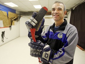 Bruno Zarrillo, owner of Bruno Zarrillo Youth Hockey Academy, stands in his facility on Tuesday. (Brian Donogh/Winnipeg Sun)