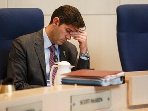 Mayor Don Iveson is seen during Edmonton city council discussions of Bylaw 17400, the Vehicle for Hire Bylaw, at City Hall in Edmonton, Alta., on Tuesday November 17, 2015. Ian Kucerak/Edmonton Sun/Postmedia Network